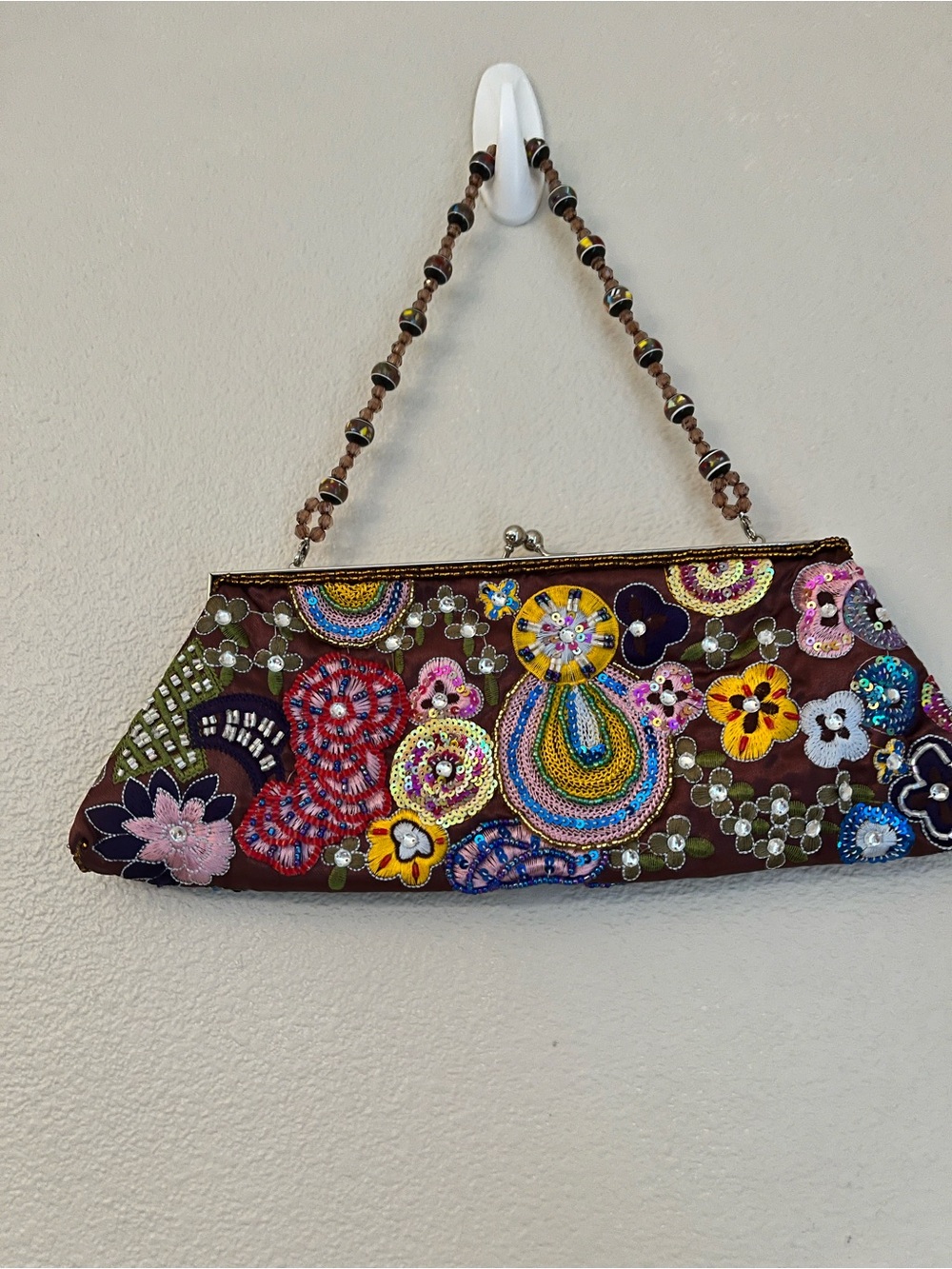 Vintage Beaded Intricate Floral Embroidery Beaded Handle - Picture 6 of 11